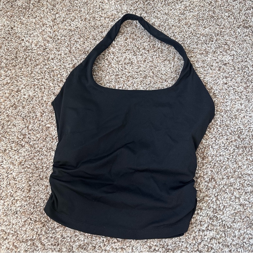 Black Halter Neck Women's Workout Top